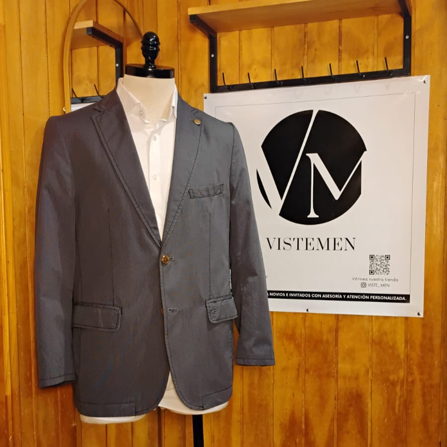 Blazer Casual Gris con Azul Camel Active - 100% Algodón - Prenda Única