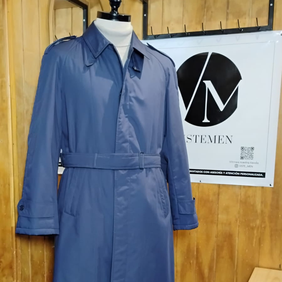 Impermeable Trench Acolchado Azul Navy Talla 50 - Prenda Única