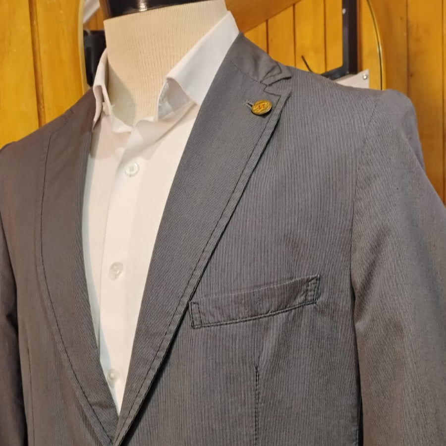 Blazer Casual Gris con Azul Camel Active - 100% Algodón - Prenda Única
