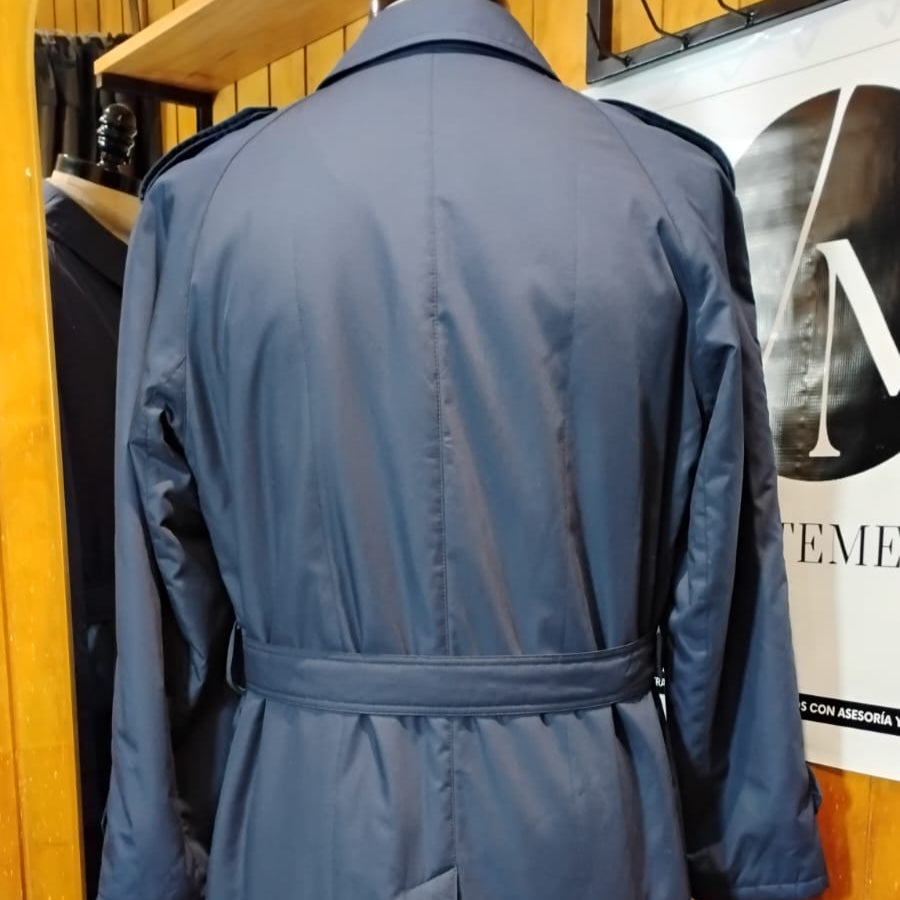 Impermeable Trench Acolchado Azul Navy Talla 50 - Prenda Única