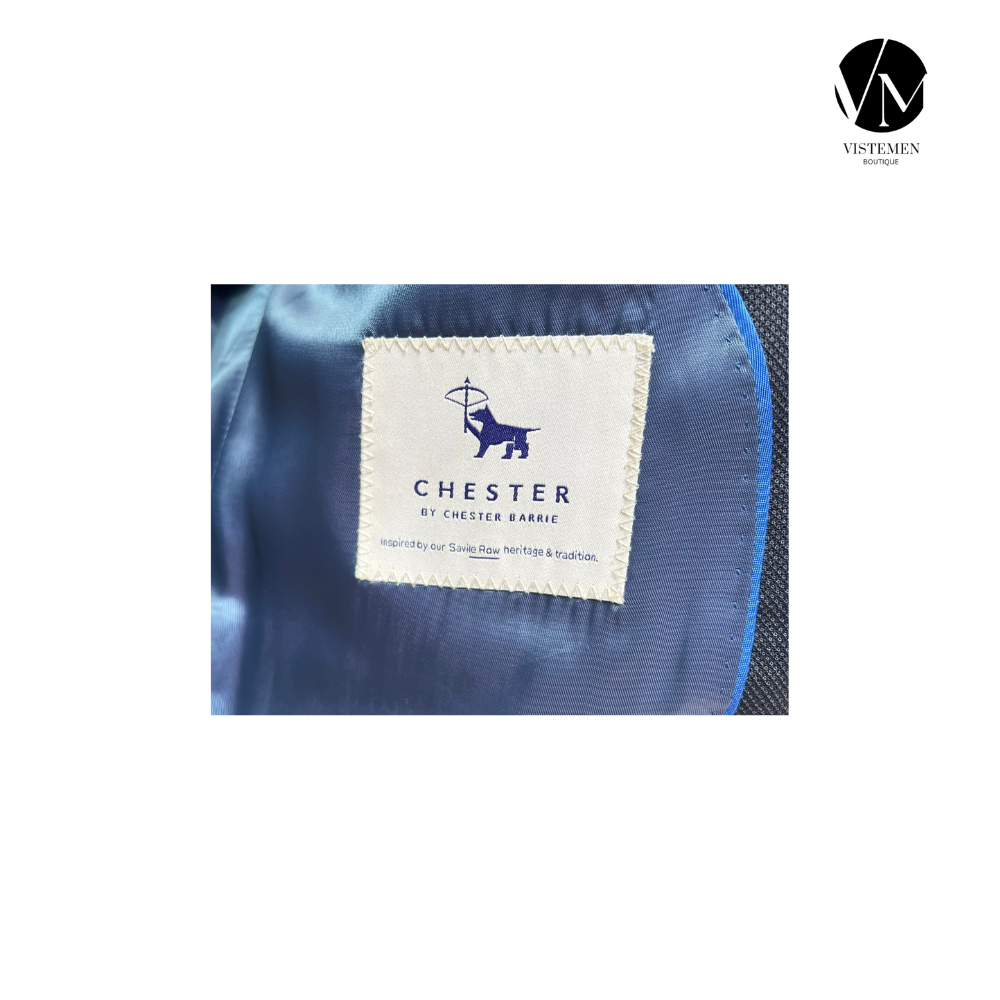 Blazer Chester Barrie de Lana Azul Oscuro | Slim Fit | Sastrería Británica de Lujo | Talla L (50) | Vistemen