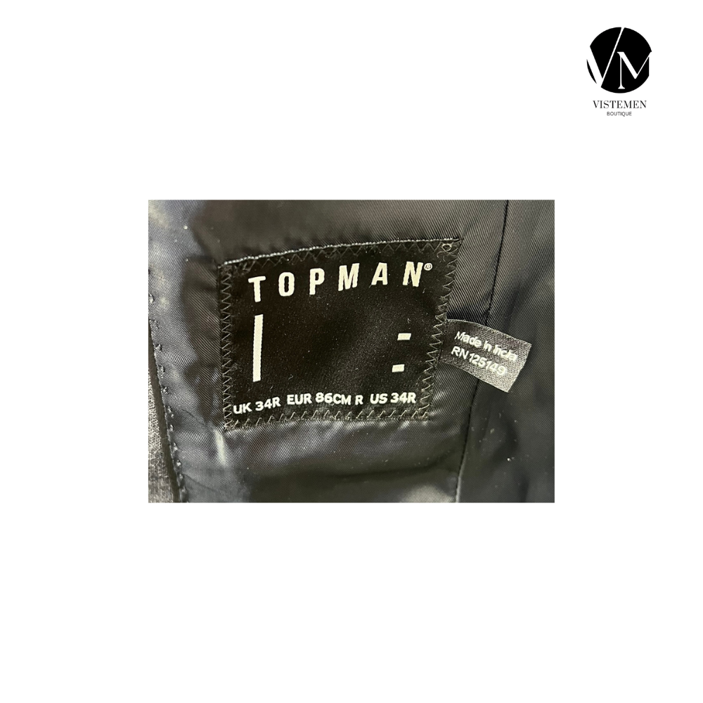 Blazer Topman Slim Fit Gris Oscuro | Talla XS (44) Ultra Exclusiva | Poliéster y Lana | Vistemen