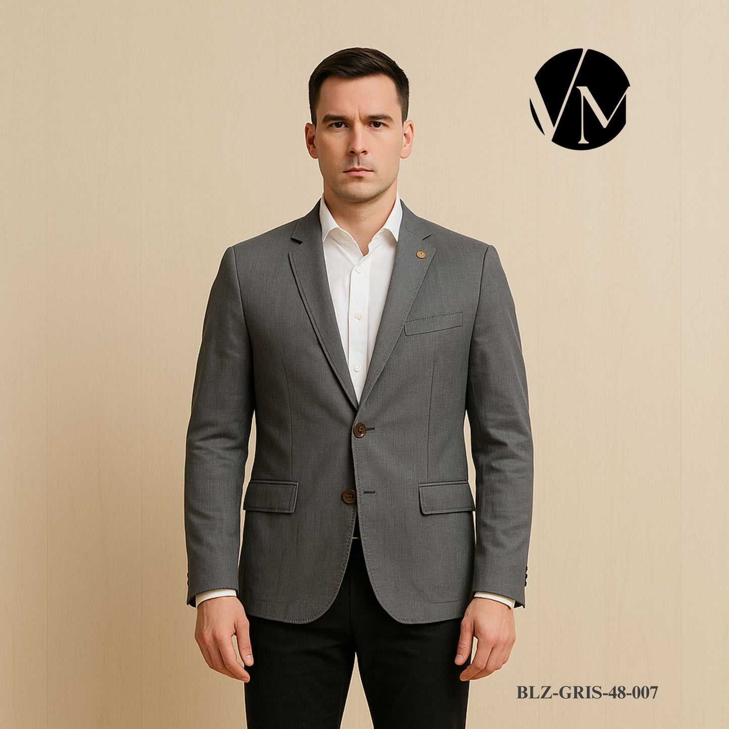 Blazer Casual Gris con Azul Camel Active - 100% Algodón - Prenda Única