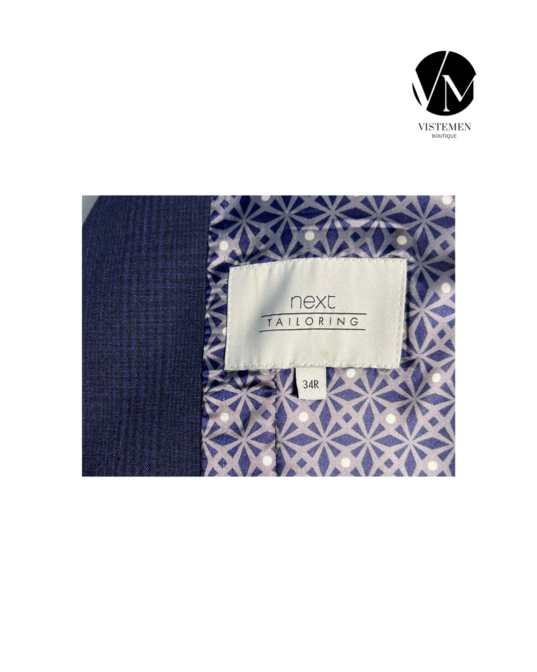 Gilet Next Azul Oscuro Cuadrillé | Talla XS (44) | Formal Exclusivo | Vistemen