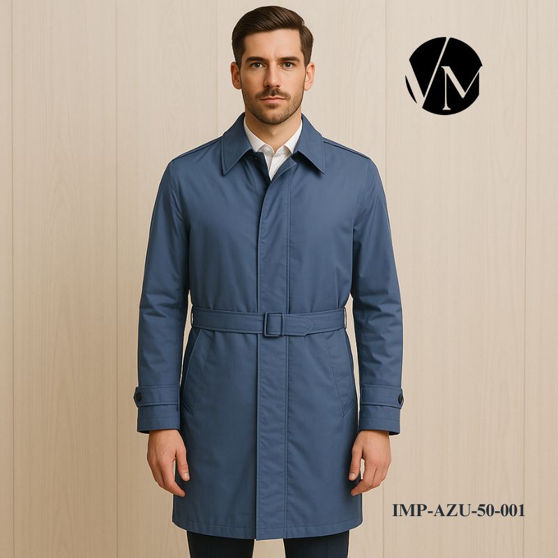 Impermeable Trench Acolchado Azul Navy Talla 50 - Prenda Única