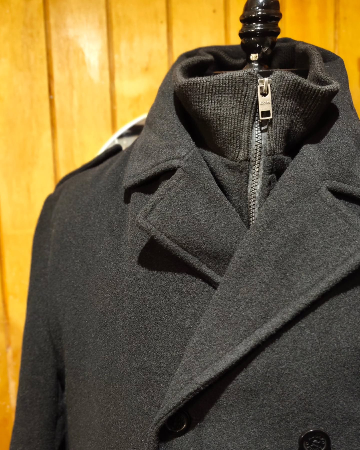 Abrigo Pea Coat Adolfo Negro 3/4 – Talla 3XL (56)