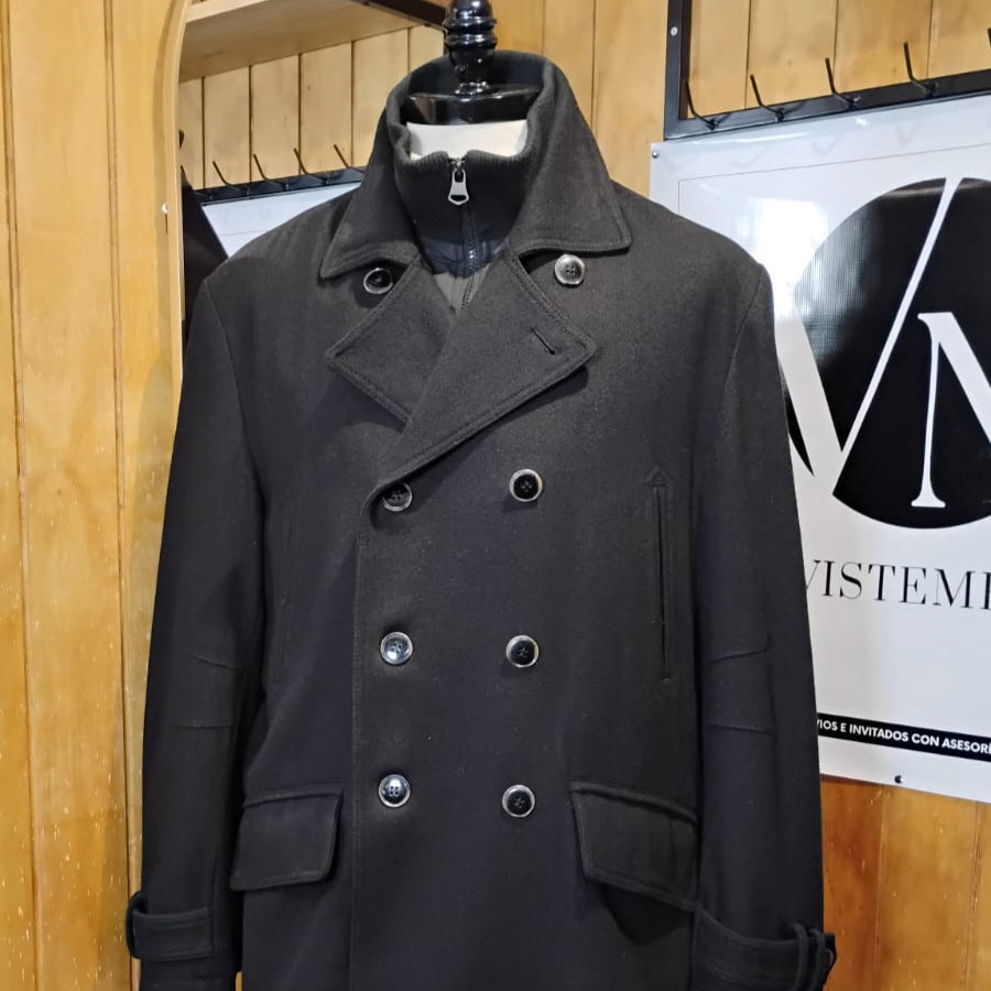 Abrigo Negro Marinero Doble Cuello Yorn Talla 52 - Prenda Única