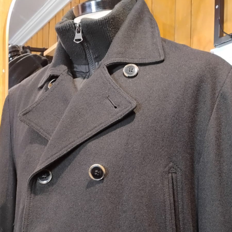 Abrigo Negro Marinero Doble Cuello Yorn Talla 52 - Prenda Única