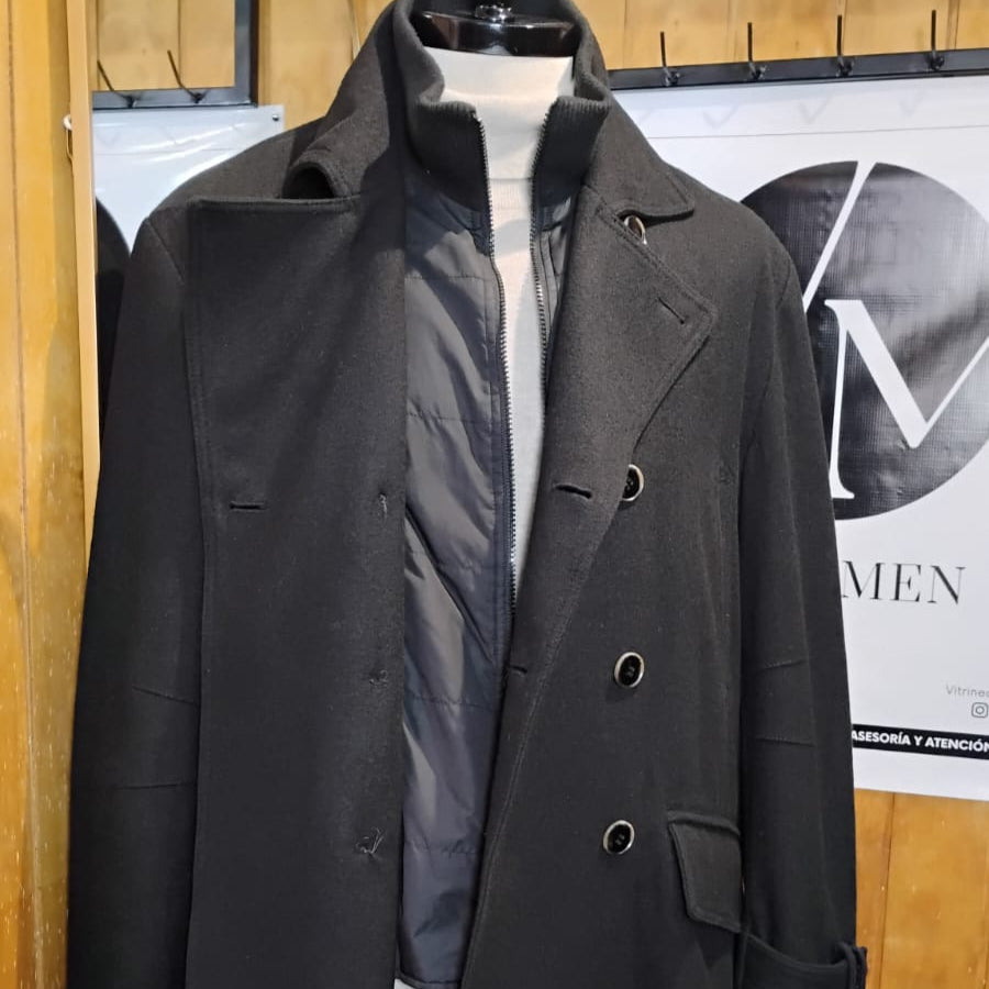 Abrigo Negro Marinero Doble Cuello Yorn Talla 52 - Prenda Única