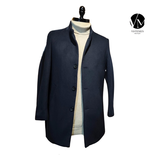 Abrigo Cuello Mao Azul Marino Lana – Talla S (46)