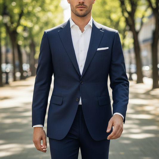 Blazer Holland & Sherry Skinny Fit Azul Oscuro | Tejidos de Súper Lujo | Talla S (46) | Vistemen
