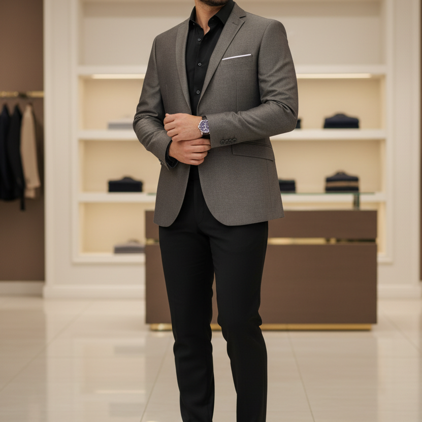 Blazer Burton Newswear Slim Fit Café Oscuro | Estilo Formal Distinguido | Talla L (50) | Vistemen