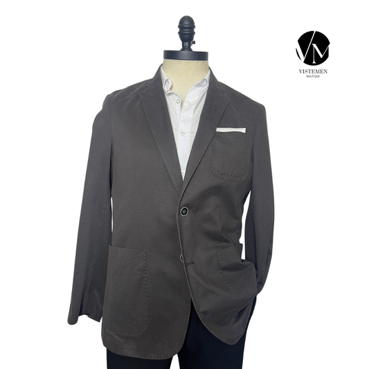 Blazer Riviera Red Café Oscuro de Algodón | Slim Fit Casual | Talla M (48) | Vistemen