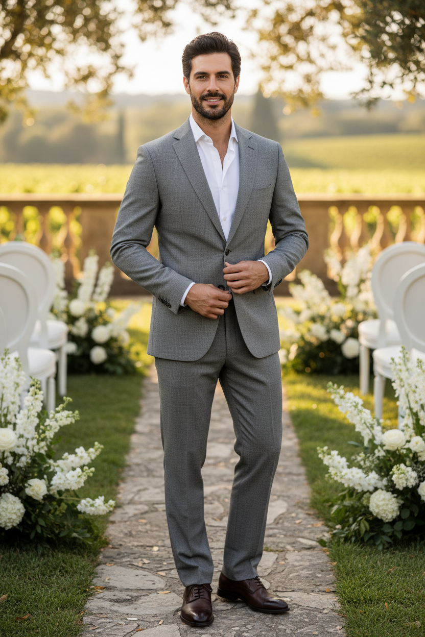 Traje Completo H&M Slim Fit Gris de Algodón | Talla XL (52) | Vistemen