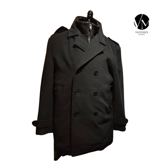 Abrigo Pea Coat Adolfo Negro 3/4 – Talla 3XL (56)
