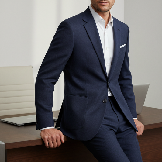 Blazer Chester Barrie de Lana Azul Oscuro | Slim Fit | Sastrería Británica de Lujo | Talla L (50) | Vistemen