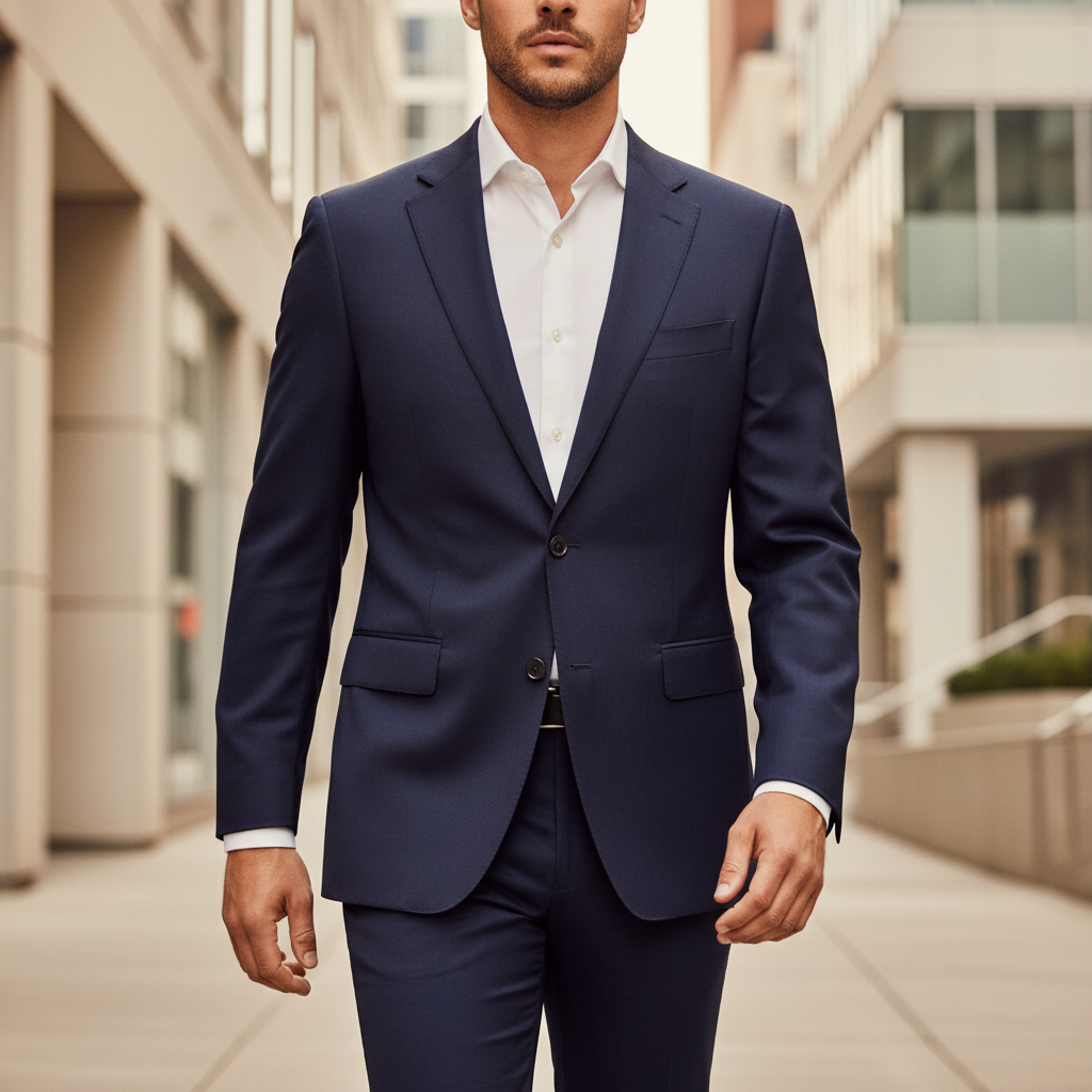 Blazer Savile Row de Lana Pura Azul Oscuro | Alta Sastrería Británica | Talla L (50) | Vistemen
