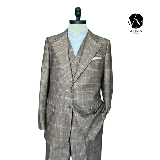 BLACK FRIDAY | Traje Completo Travelknit Café de Lana con Chaleco | 3 Piezas | Talla XL | Vistemen