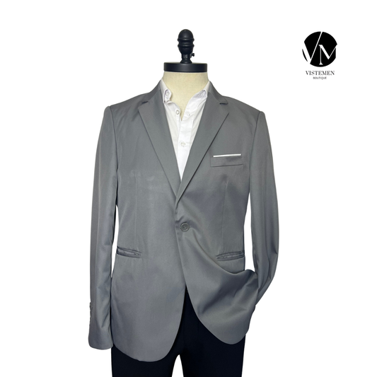 Blazer Slim Fit Gris Claro | Formal y Moderno | Talla M (48) | Vistemen