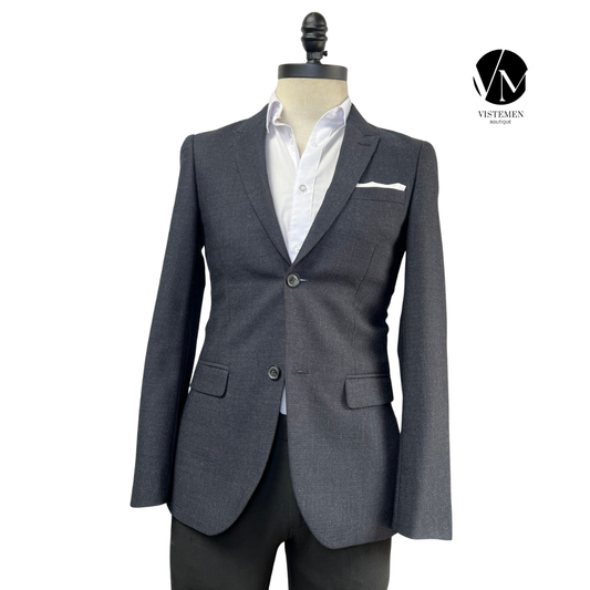 Blazer Topman Slim Fit Gris Oscuro | Talla XS (44) Ultra Exclusiva | Poliéster y Lana | Vistemen