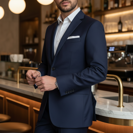 Blazer Richard James Savile Row Skinny Fit Azul Oscuro | Alta Sastrería Vanguardista | Talla S (46) | Vistemen