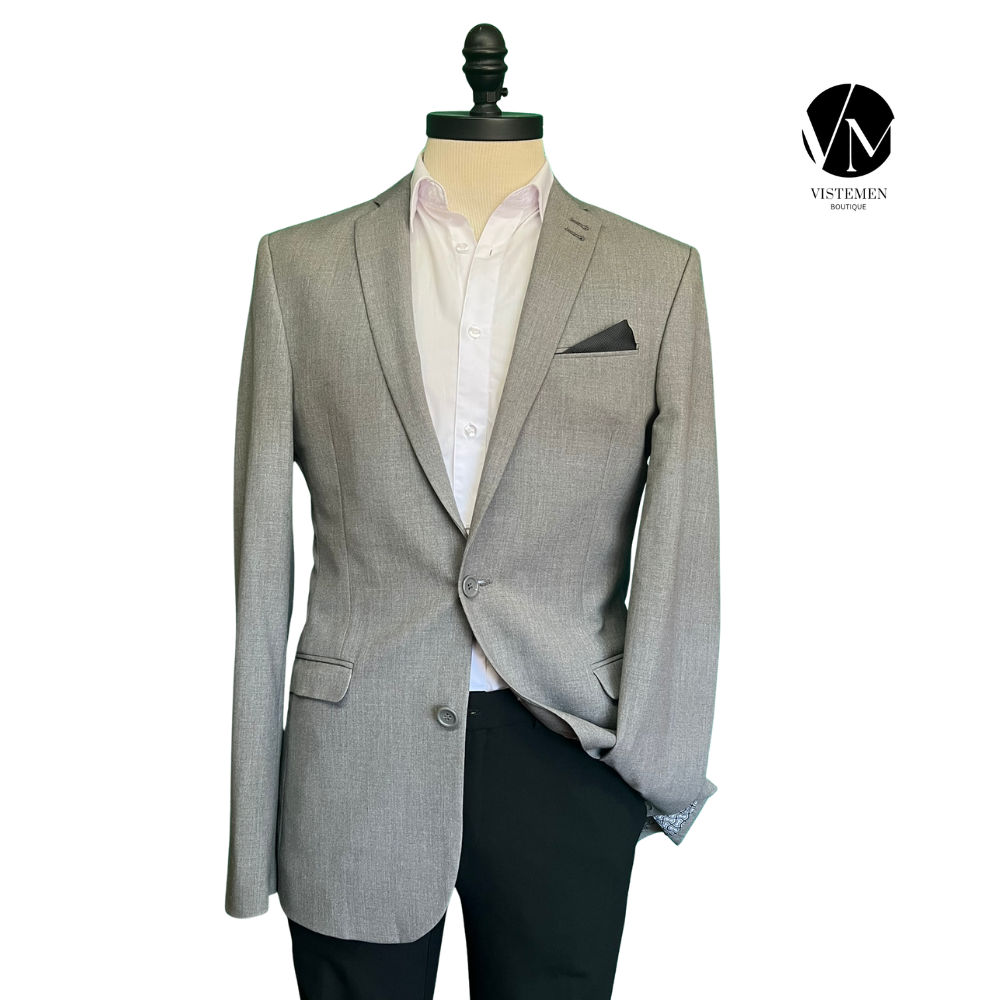 BLACK FRIDAY | Blazer ASOS Skinny Fit Gris | Estilo Formal Moderno | Talla L | Vistemen