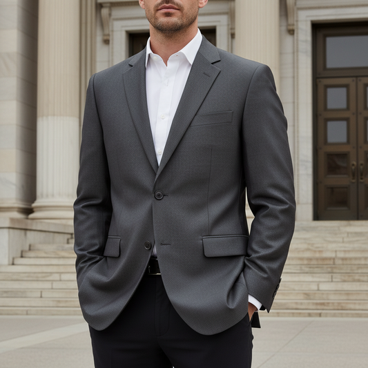 Blazer Voeut Slim Fit Gris Oscuro | Estilo Formal Moderno | Talla L (50) | Vistemen
