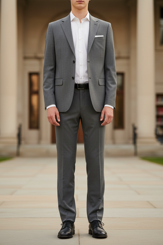Traje Completo Hugo Boss Slim Fit Gris Oscuro de Algodón | Talla 16 | Vistemen
