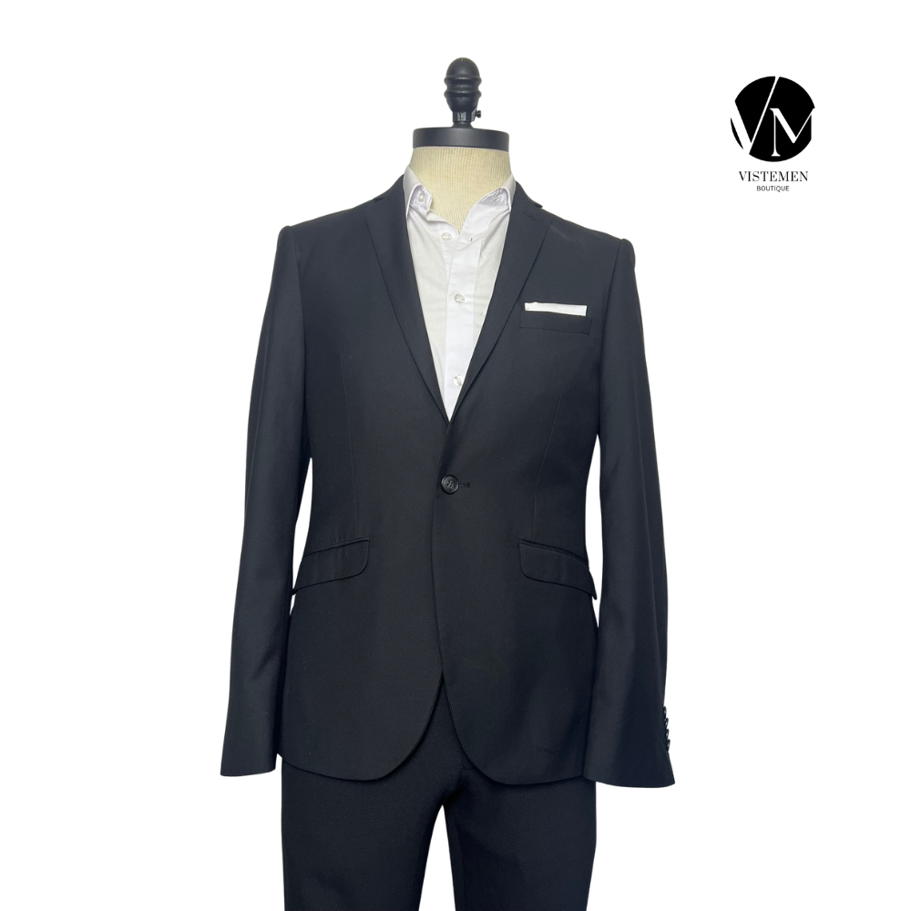 Blazer Burton Newswear Skinny Fit Negro | Formal Moderno y Juvenil | Talla S (46) | Vistemen