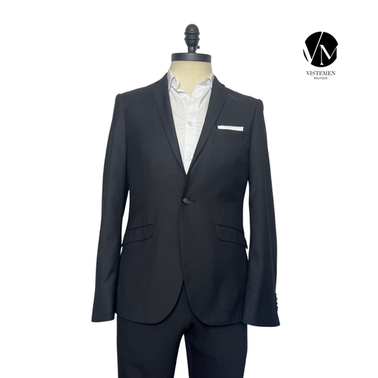 Blazer Burton Newswear Skinny Fit Negro | Formal Moderno y Juvenil | Talla S (46) | Vistemen