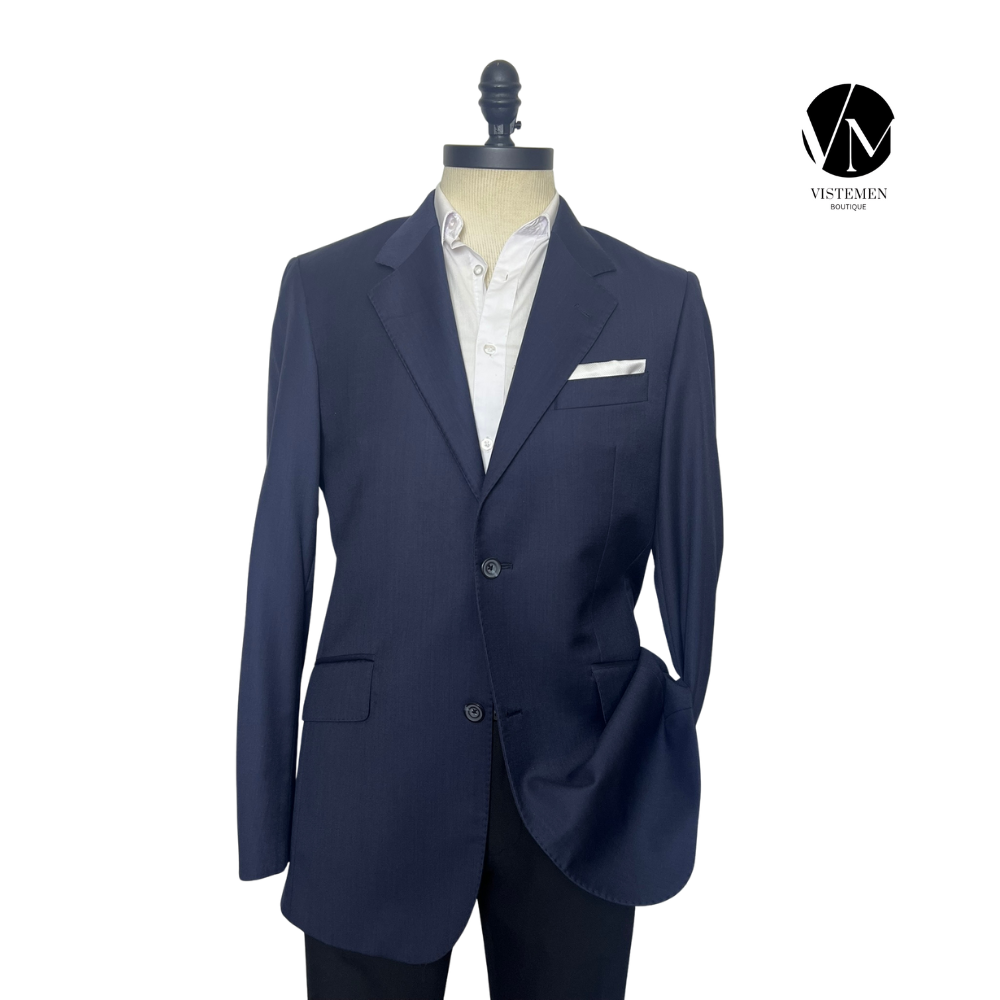 Blazer TM Lewin Slim Fit Azul Oscuro de Lana | Sastrería Británica | Talla M (48) | Vistemen