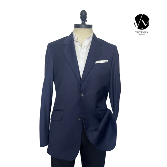 Blazer TM Lewin Slim Fit Azul Oscuro de Lana | Sastrería Británica | Talla M (48) | Vistemen
