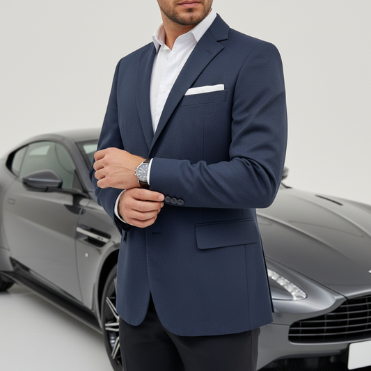 Blazer M&S Slim Fit Azul Oscuro | Largo Moderno | Talla L (50) | Vistemen