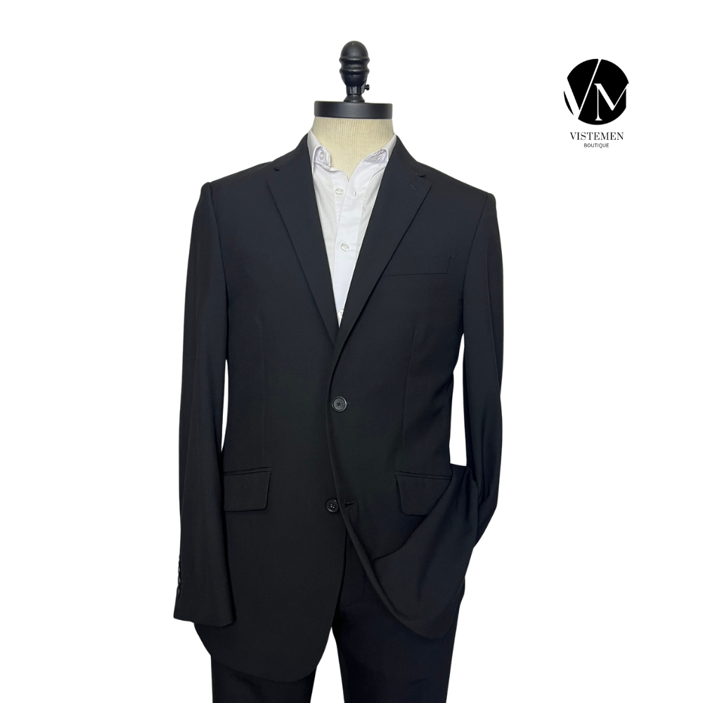 BLACK FRIDAY | Blazer Perry Ellis Slim Fit Negro | Estilo Formal Clásico | Talla L | Vistemen