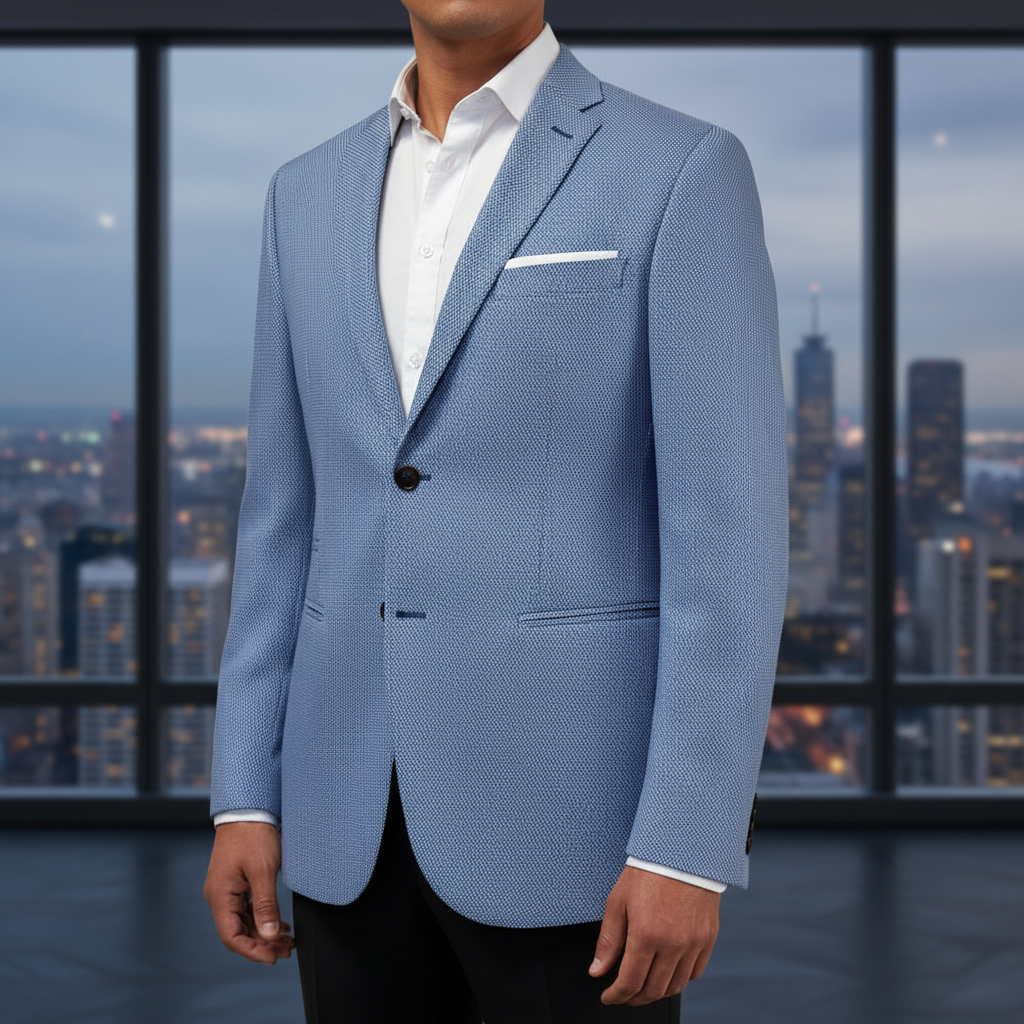 Blazer Zara Man Slim Fit Celeste | Tendencia Formal Fresca | Talla L (50) | Vistemen