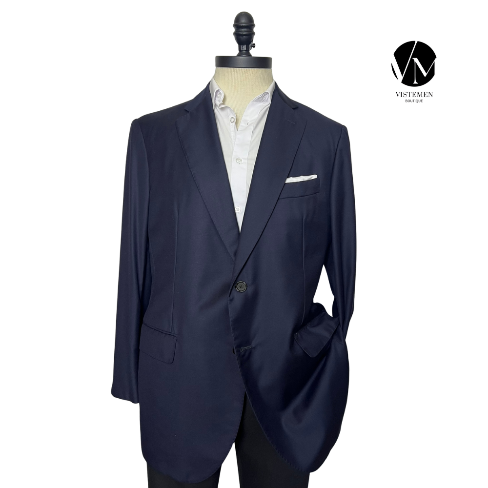 Blazer de Lana Azul Oscuro Slim Fit | Calidad Superior | Talla L (50) | Vistemen