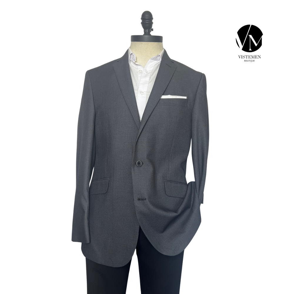 Blazer Kenneth Cole Gris Oscuro Slim Fit | Estilo Casual Urbano | Talla L (50) | Vistemen