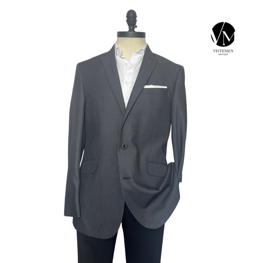 Blazer Kenneth Cole Gris Oscuro Slim Fit | Estilo Casual Urbano | Talla L (50) | Vistemen