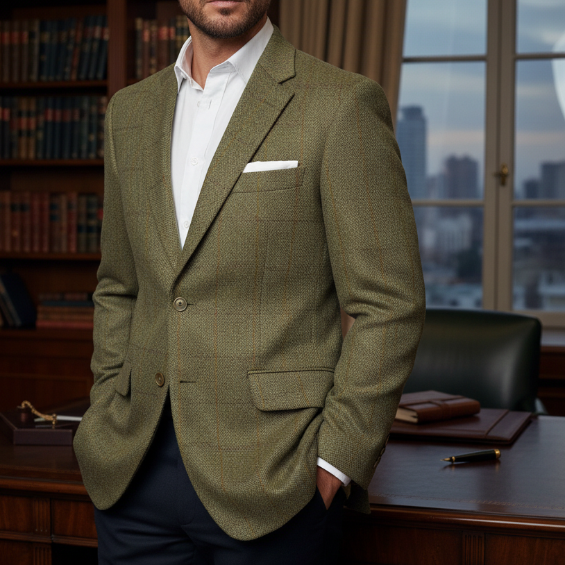 Blazer Austin Reed de Lana Pura Café Claro | Slim Fit | Sastrería Británica de Lujo | Talla M (48) | Vistemen