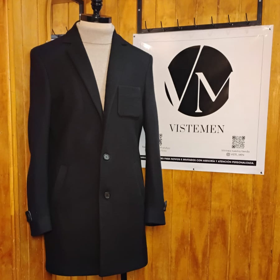 Abrigo Azul Marino Wormland - 100% Lana - Prenda Única