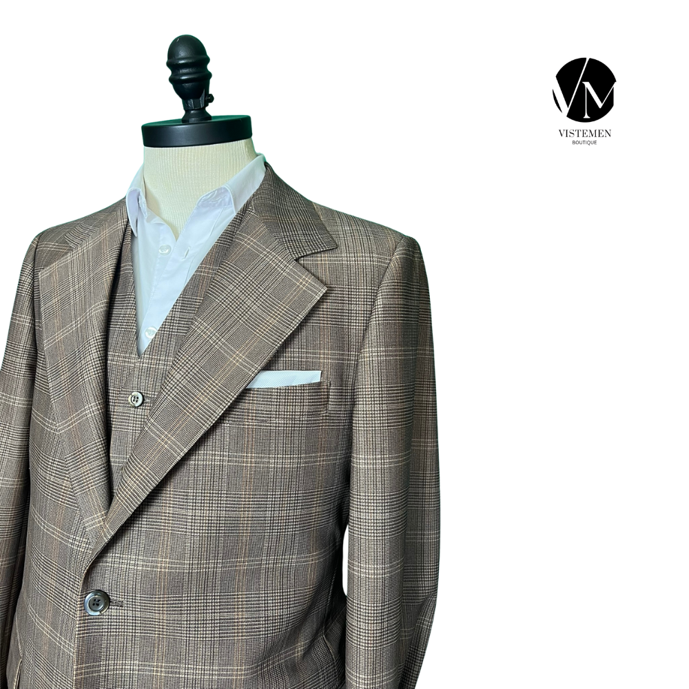 BLACK FRIDAY | Traje Completo Travelknit Café de Lana con Chaleco | 3 Piezas | Talla XL | Vistemen