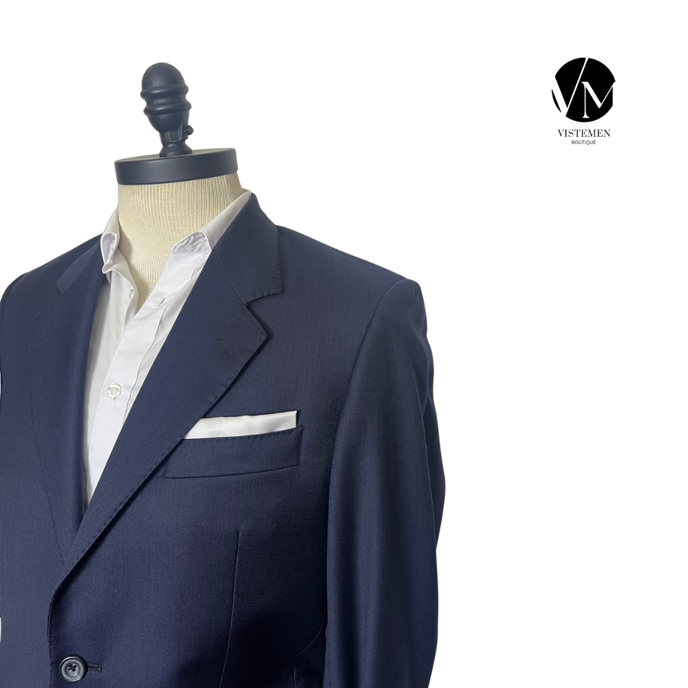 Blazer TM Lewin Slim Fit Azul Oscuro de Lana | Sastrería Británica | Talla M (48) | Vistemen