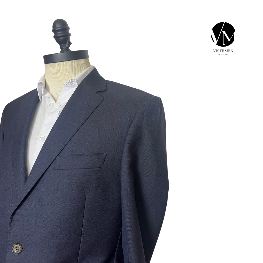Blazer Savile Row de Lana Pura Azul Oscuro | Alta Sastrería Británica | Talla L (50) | Vistemen