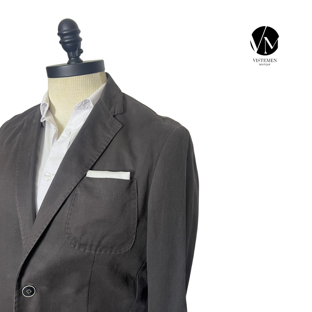 Blazer Riviera Red Café Oscuro de Algodón | Slim Fit Casual | Talla M (48) | Vistemen