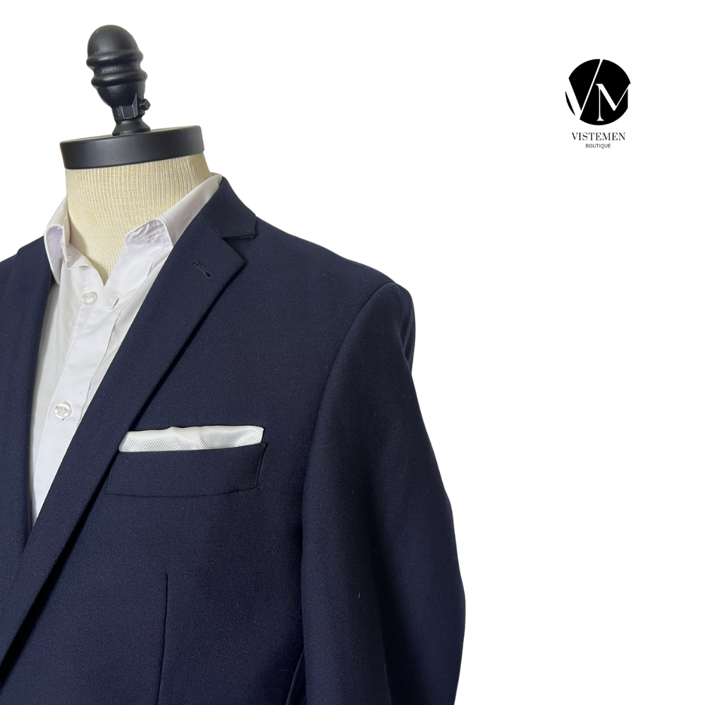 BLACK FRIDAY | Blazer Van Heusen Slim Fit Azul Oscuro de Lana | Formal Clásico | Talla L | Vistemen