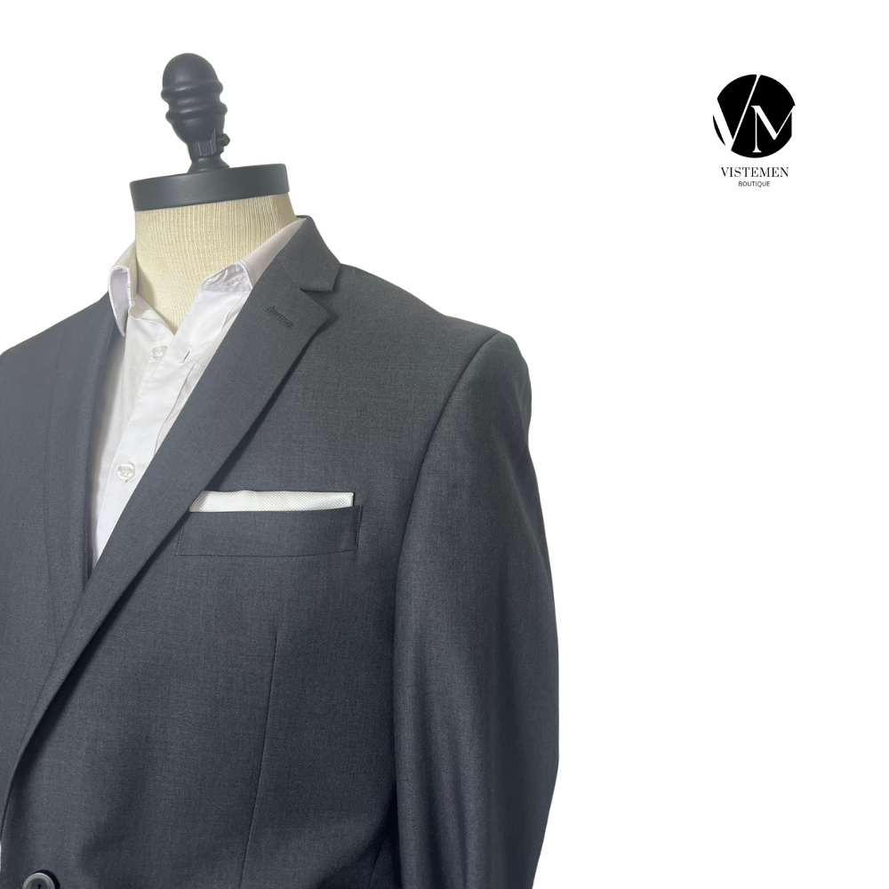 Blazer Kenneth Cole Gris Oscuro Slim Fit | Estilo Casual Urbano | Talla L (50) | Vistemen