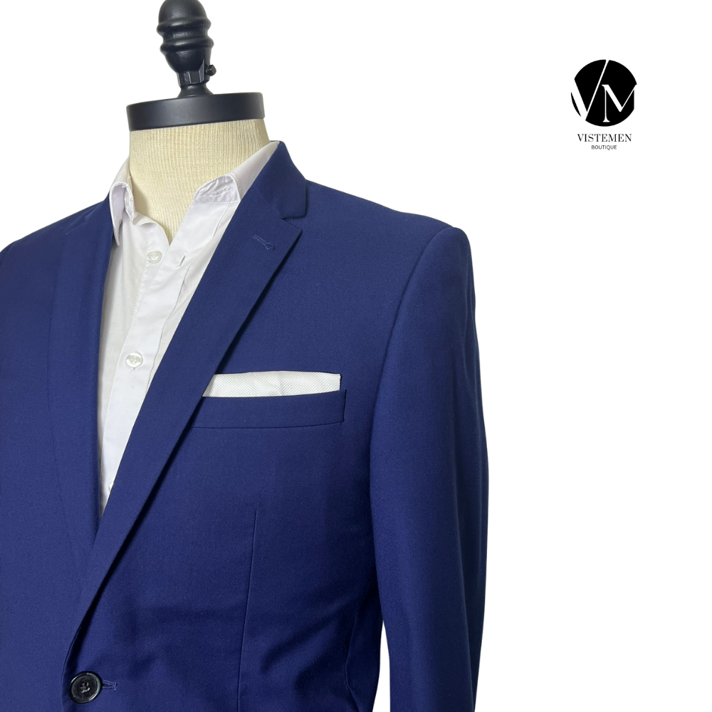 BLACK FRIDAY | Blazer Burton Newswear Skinny Fit Azul Oscuro | Estilo Formal | Talla L | Vistemen