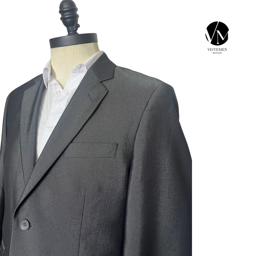 Blazer Voeut Slim Fit Gris Oscuro | Estilo Formal Moderno | Talla L (50) | Vistemen