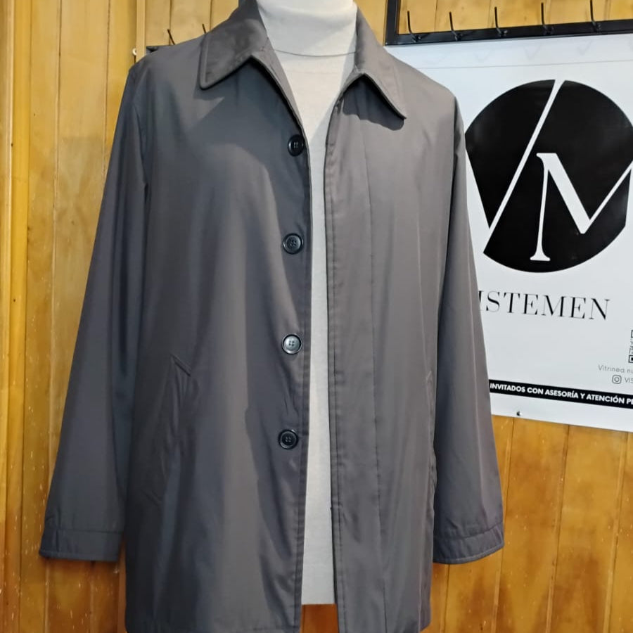 Impermeable Trench Gris Robert Ley USA Talla 48 - Prenda Única
