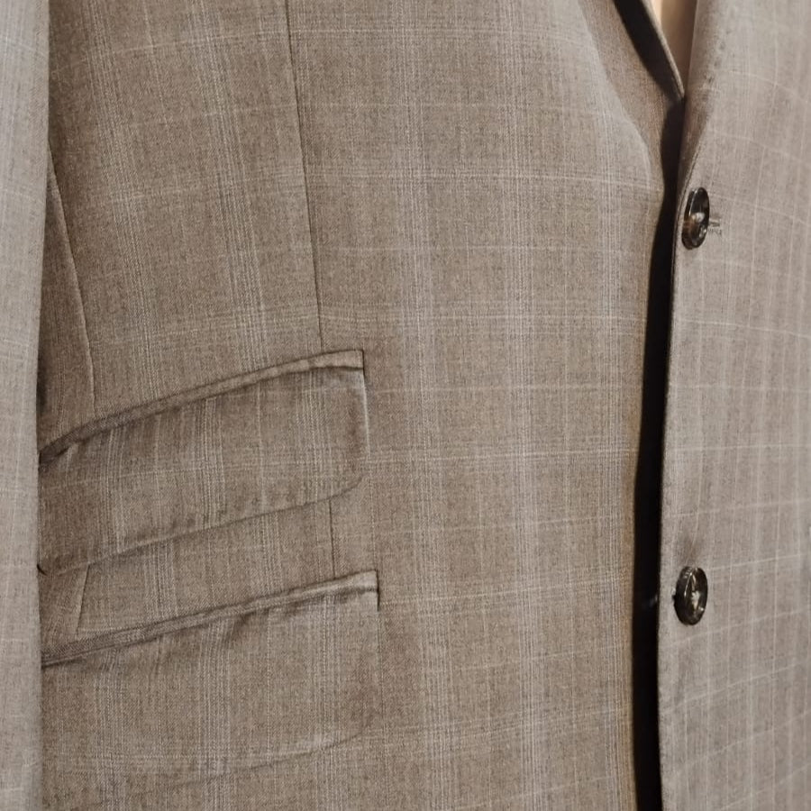 Blazer Ted Baker Gris Cuadrillé - 100% Lana - Prenda Única